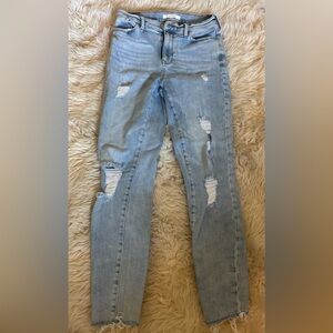 Ripped High Rise Jegging Stylish Light Blue Distressed Women Jeans